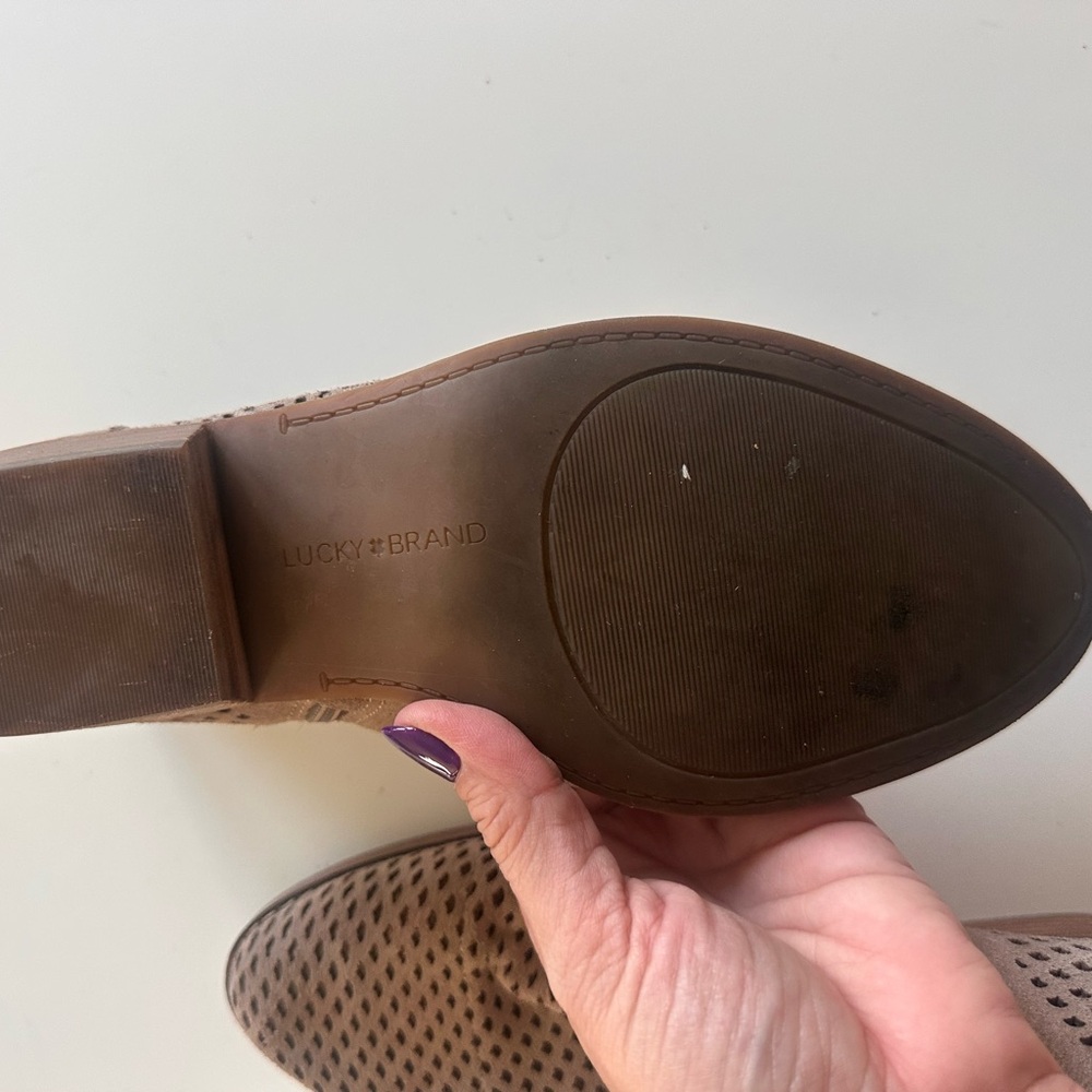 Lucky Brand Bayley Perforated Tan Ankle Boots in Taupe - Picture 5 of 5